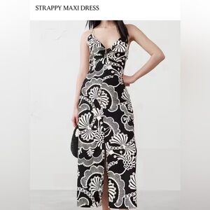Banana Republic Factory Black and White Strappy Maxi Dress